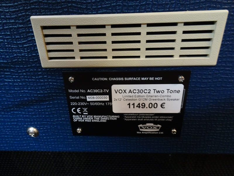 Vox AC30C2-TV-BC Ltd.Ed., Custom 2-Channel 30-Watt 2x12" Guitar Combo - New Old Stock -