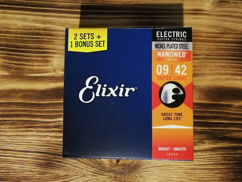 Elixir 16540, 09-42 Electric Guitar Strings, Nanoweb Coating, 3Pack
